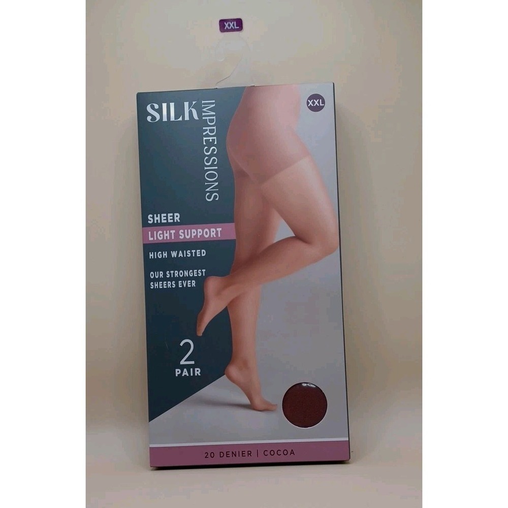 Pantyhose 20 Denier Womens XXL Cocoa Light Support Sheer